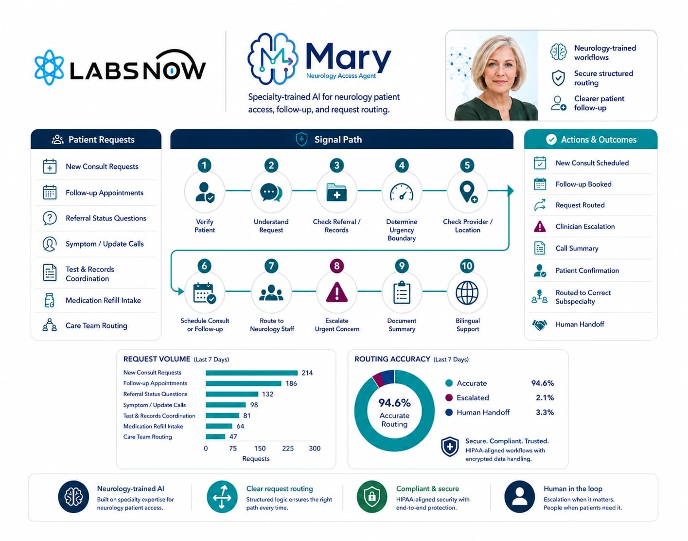 Mary Neurology access workflow diagram